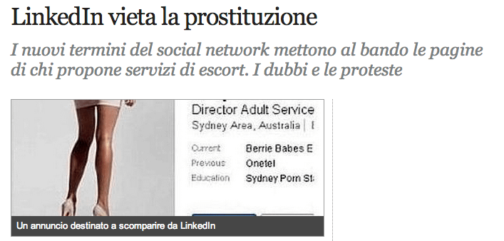 Linkedin e Prostituzione